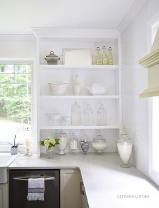 HOW TO STYLE OPEN KITCHEN SHELVES - CITRINELIVING