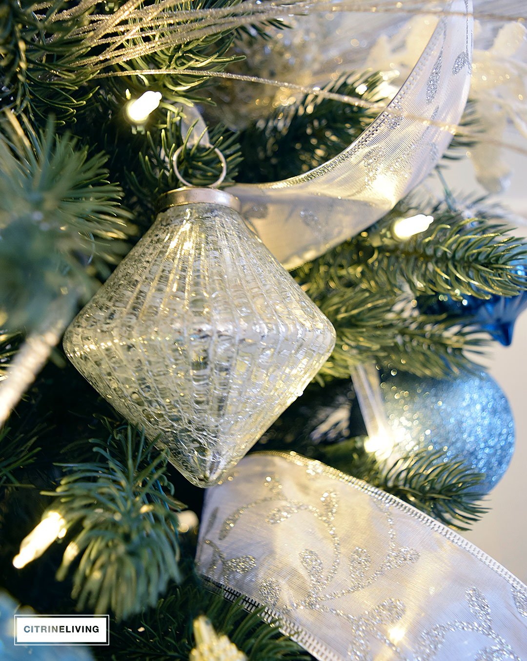 Crystal and Gold Christmas Tree Garland, Balsam Hill