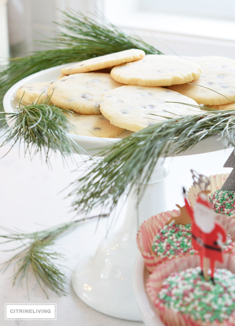 CHOCOLATE CHIP SHORTBREAD CHRISTMAS COOKIES