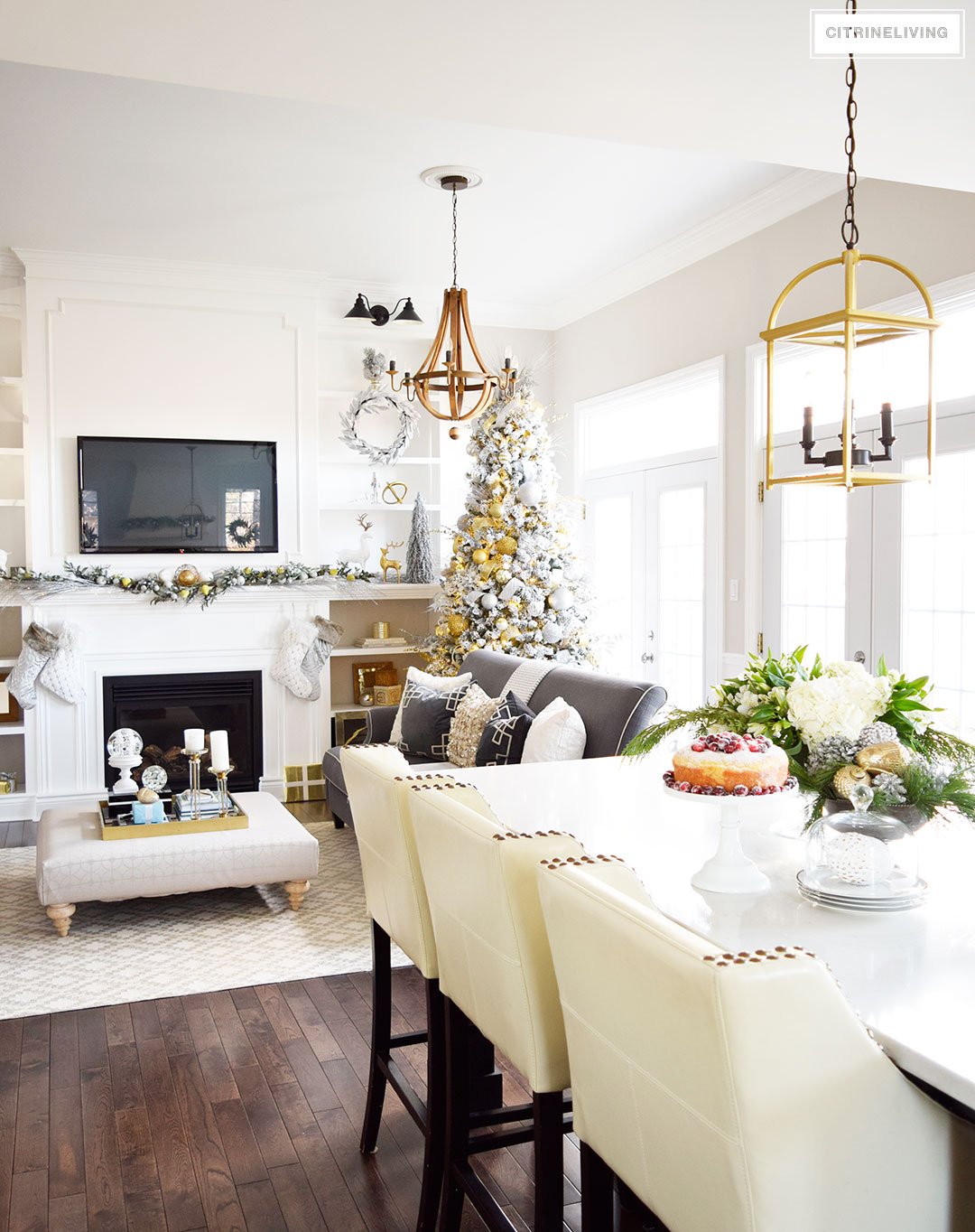 Christmas Home Tour - mixed metallics and icy blues create a chic Holiday theme