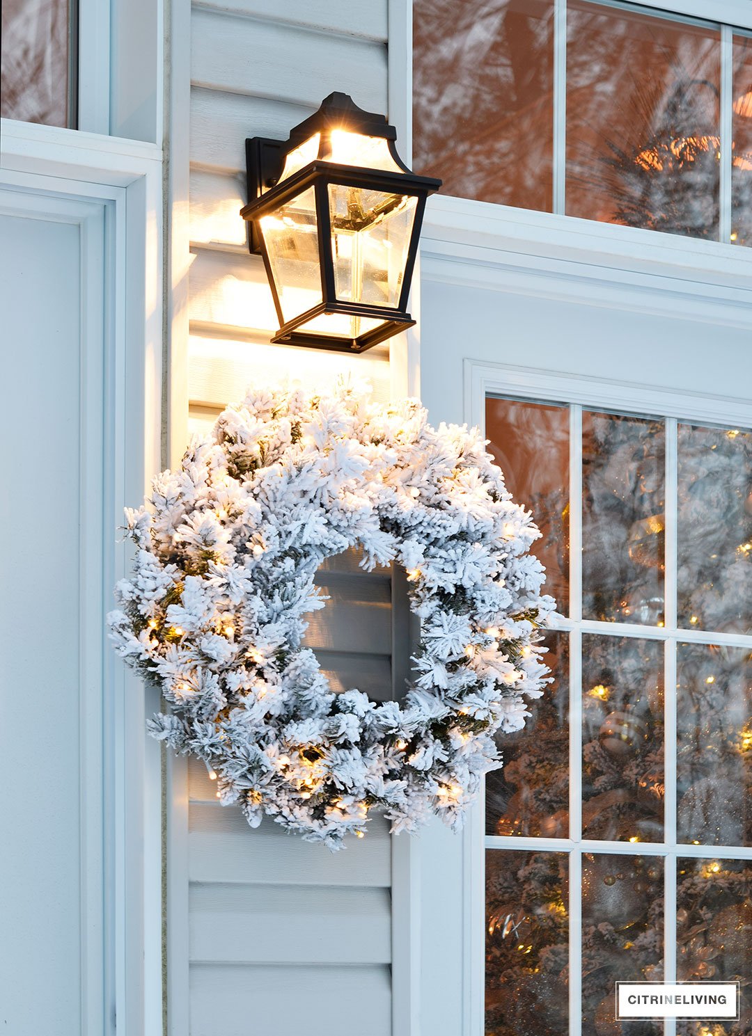 Unique Garage Door Light Up Wreath for Large Space