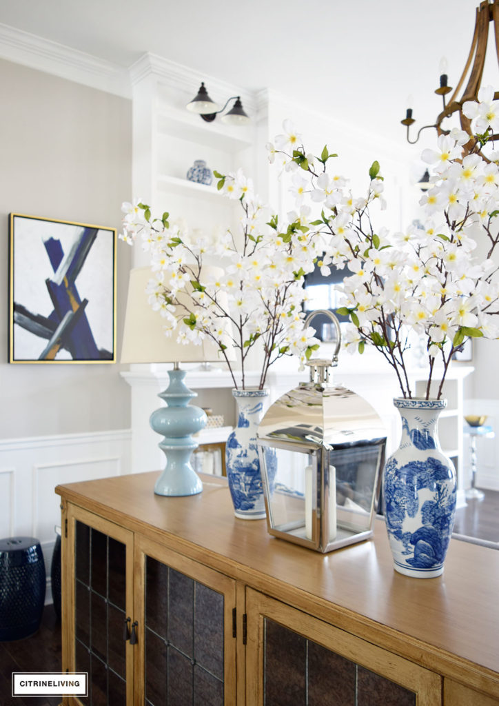 Bring freshness to your home this Spring with layers of beautiful blues, fresh and faux florals, and new modern art and textiles. 