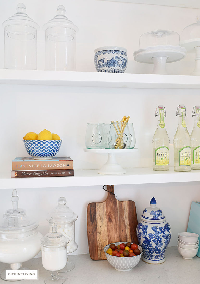 HOW TO STYLE OPEN KITCHEN SHELVES - CITRINELIVING