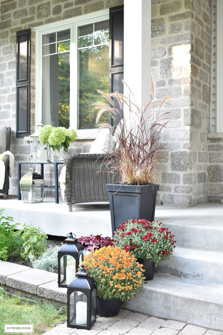 FRONT PORCH DECORATED FOR FALL - CITRINELIVING