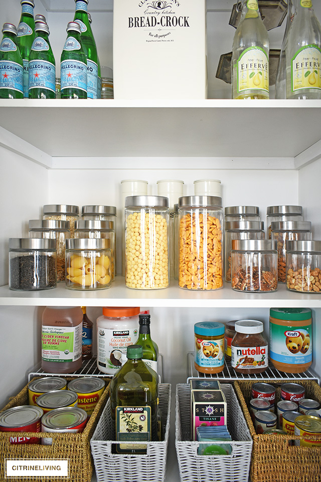 An organized kitchen pantry that went from chaotic, cluttered, messy and overwhelming to streamlined, paired-down and perfectly organized - all under $300!