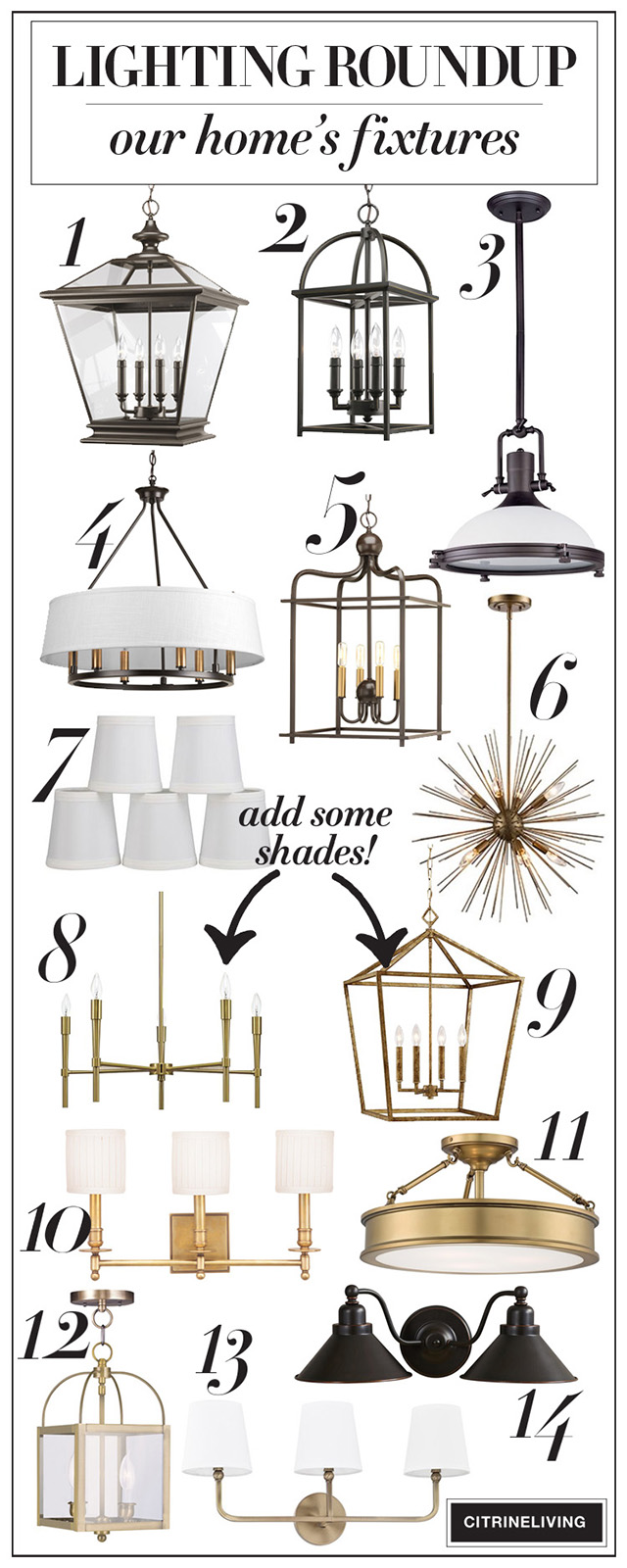 A roundup of beautiful, statement-making lighting that won't break the bank - from front porch pendants to bathroom sconces - all in one, easy to shop resource!