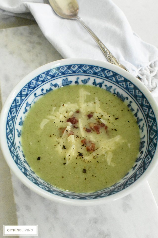 This twenty minute cream of broccoli soup is so simple and absolutlely delicious! Perfect for lunch, or a quick dinner everyone in your family will love!