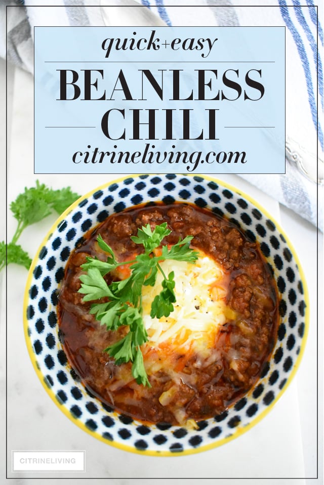 QUICK AND EASY BEANLESS CHILI RECIPE FOR BUSY MOMS   Quick Beanless Chili Recipe Citrineliving 1 1 