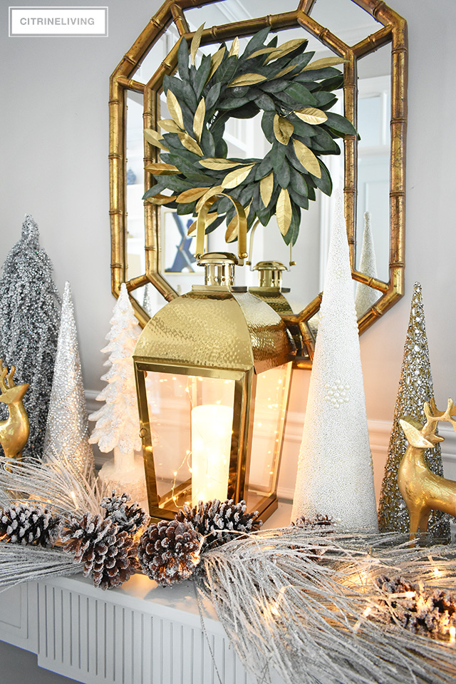 Give your entryway Christmas decorating a luxe look this season using layers of beautiful metallics, for a rich and elegant welcome.