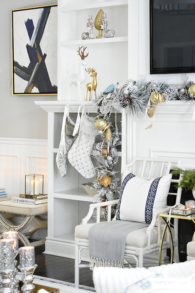 Gorgeous flocked garland, dressed in magical silver and gold for Christmas is elegant, sophisticated and chic!