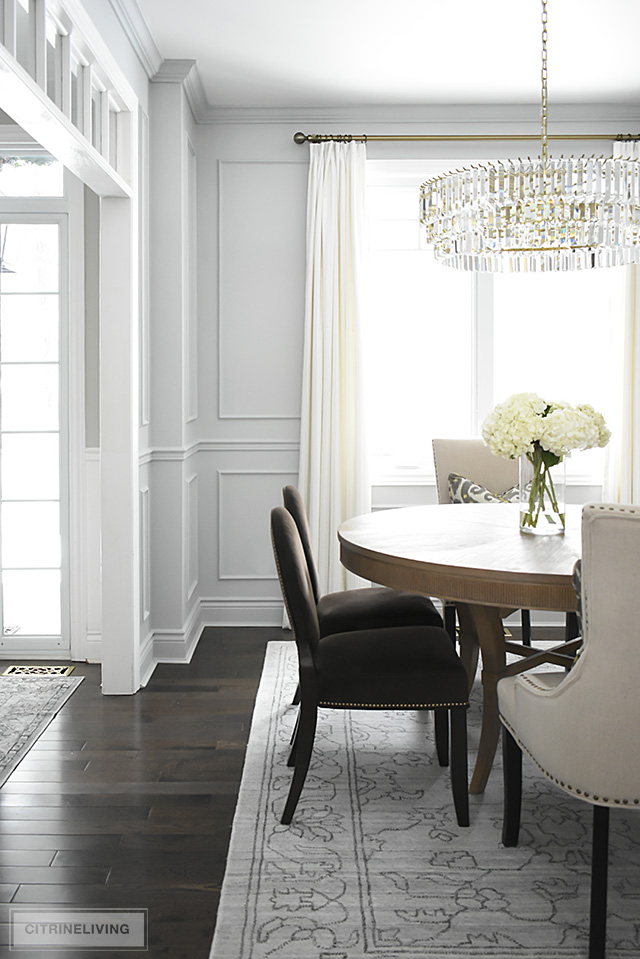 Dining Room Makeover Reveal New Gray Paint Moldings