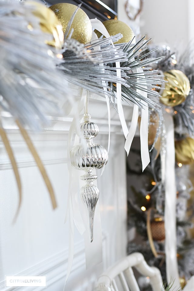 Gorgeous flocked garland, dressed in magical silver and gold for Christmas is elegant, sophisticated and chic!