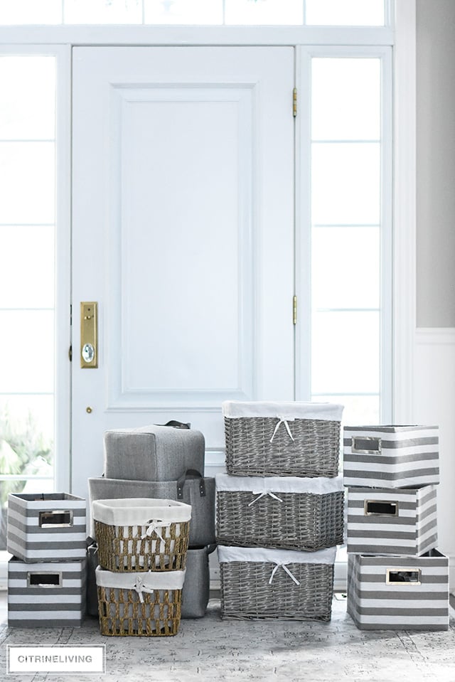 Beautiful storage baskets and bins to get your home organized and whipped into shape! See makeover plan for our linen closet!