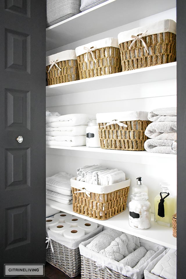 A Small Organized Linen Closet (And Ideas to Store Bulky Bedding