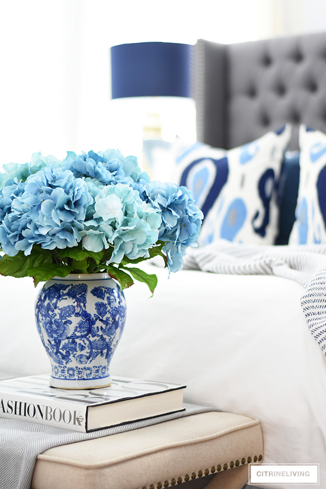 Simple and affordable master bedroom decorating tips for spring - see how easy it is to refresh your bedroom for a new season!