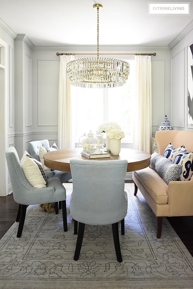 Throw pillows on dining sales room chairs