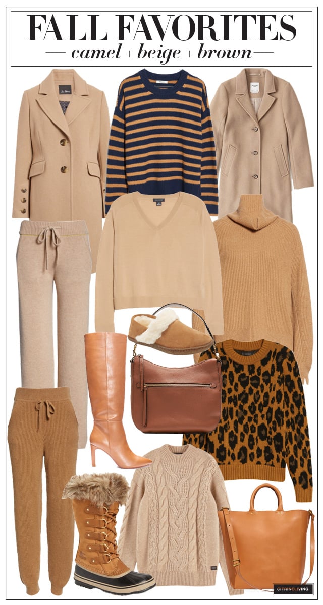 Fall fashion faves in camel, beige and brown!