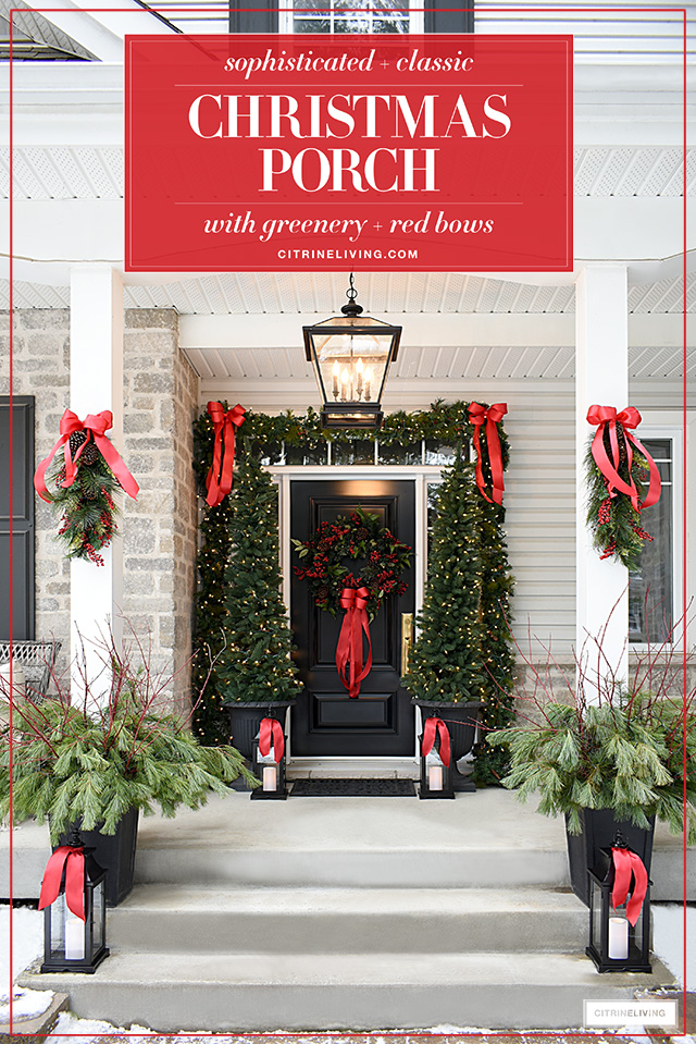 Gorgeous Christmas Porch decorated in classic red!