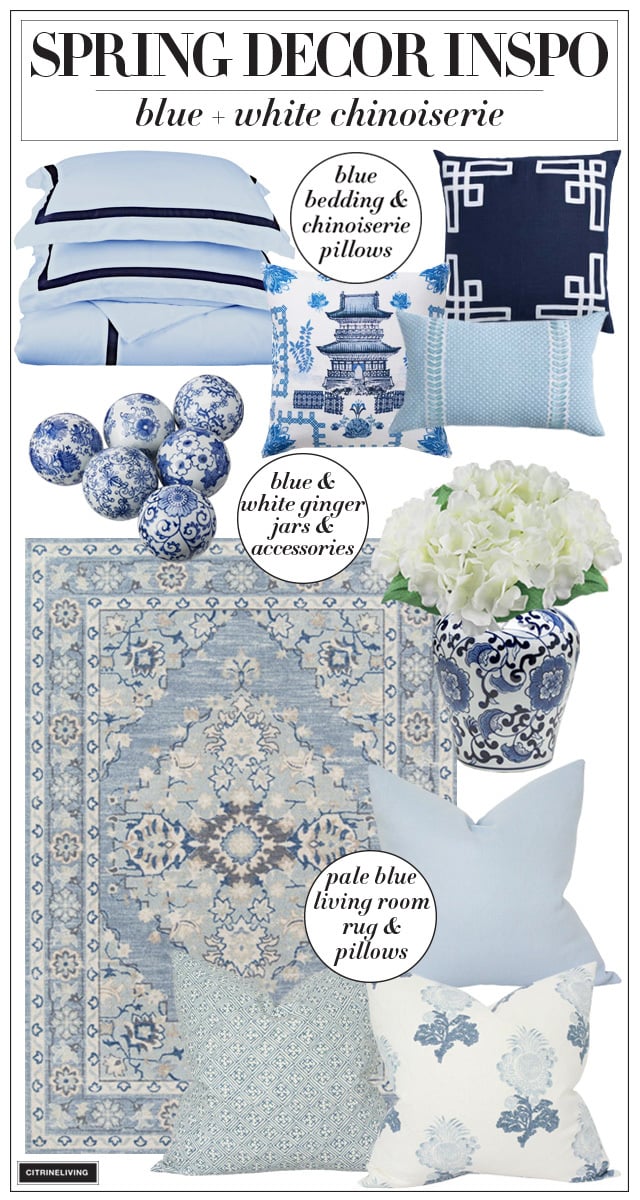 Spring decorating ideas + inspiration in blue and white!