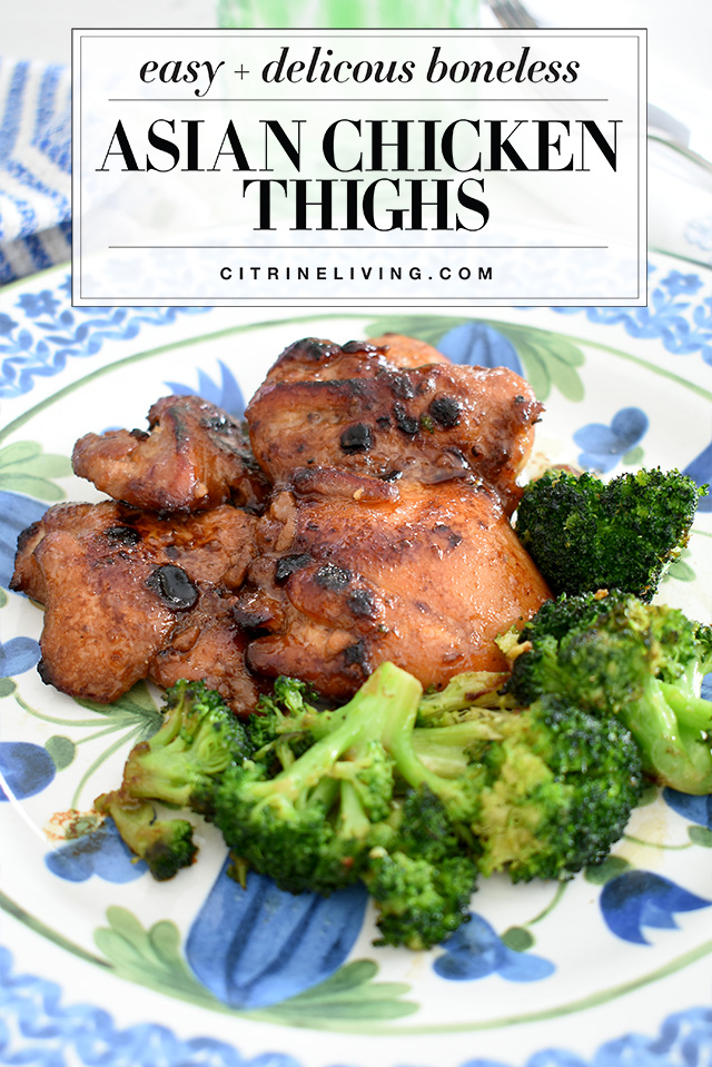 Easy and delicious broiled boneless asian chicken thighs.
