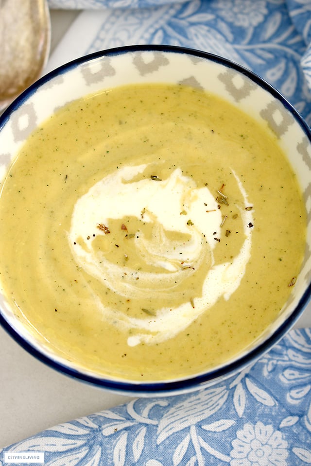 Cream of vegetable soup with delicious herbes de Provence