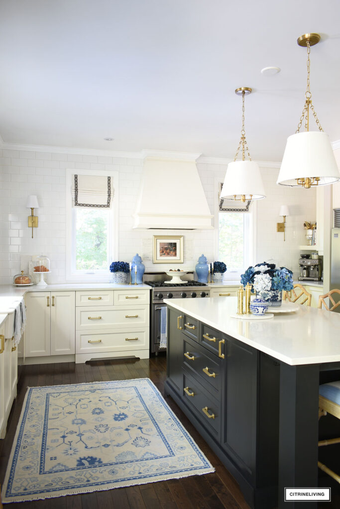 Fall Kitchen Decorating Ideas in Blue + Gold | CITRINELIVING
