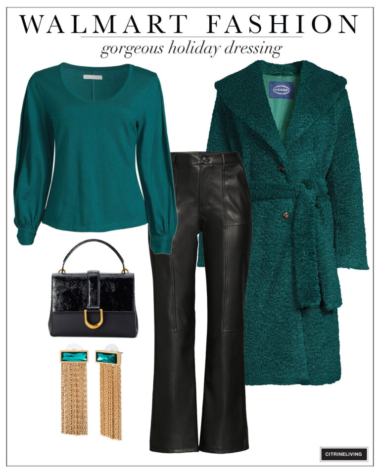 Gorgeous green and black holiday outfit from Walmart Fashion
