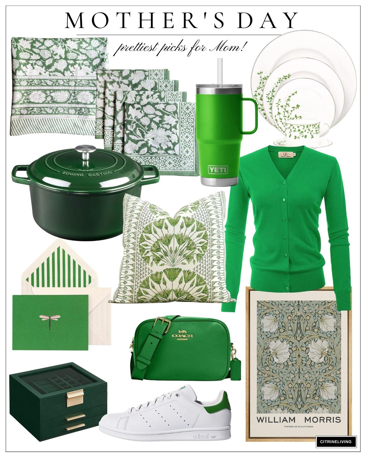 Green and white Mother's day gift ideas