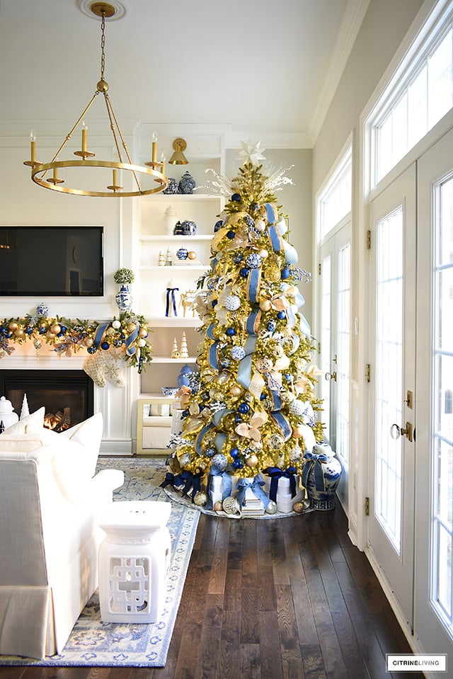 Christmas tree deals with ribbon garland