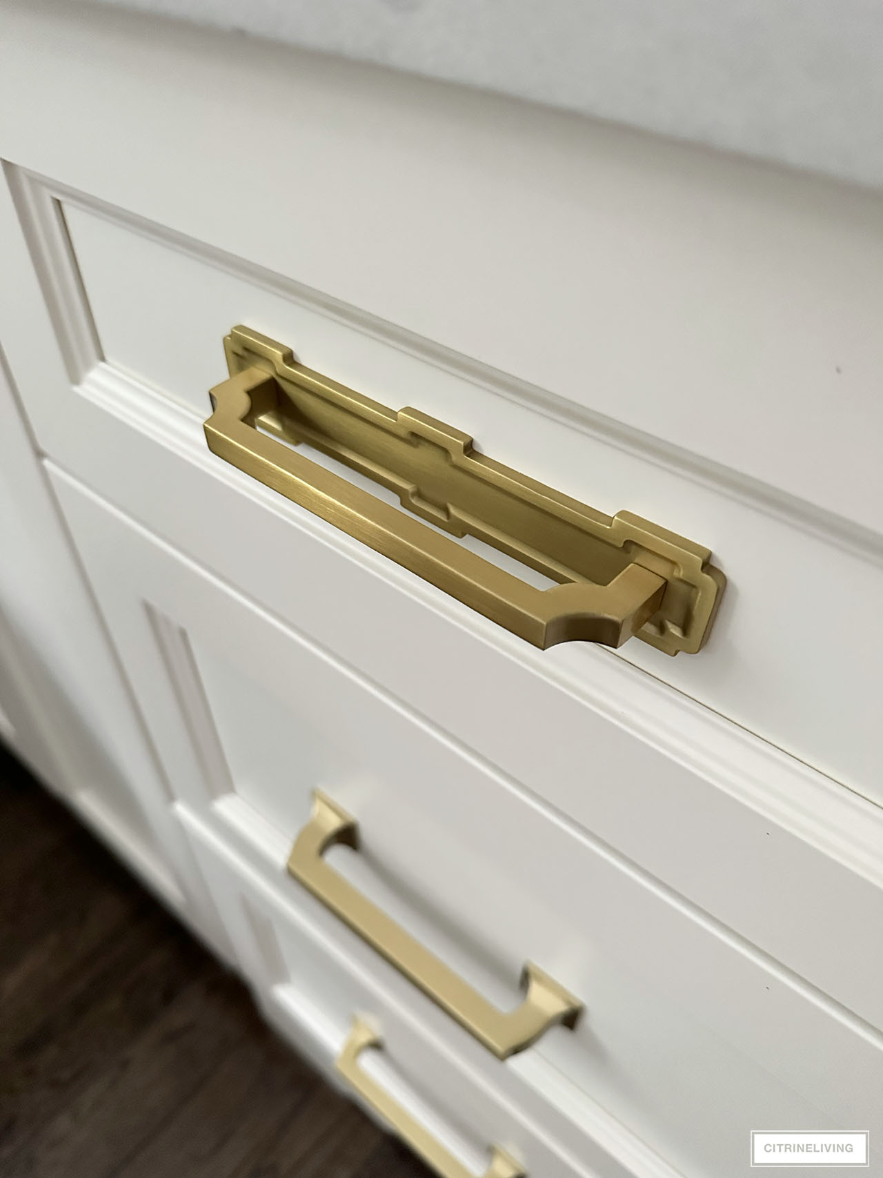 Brass drawer pull with backplate