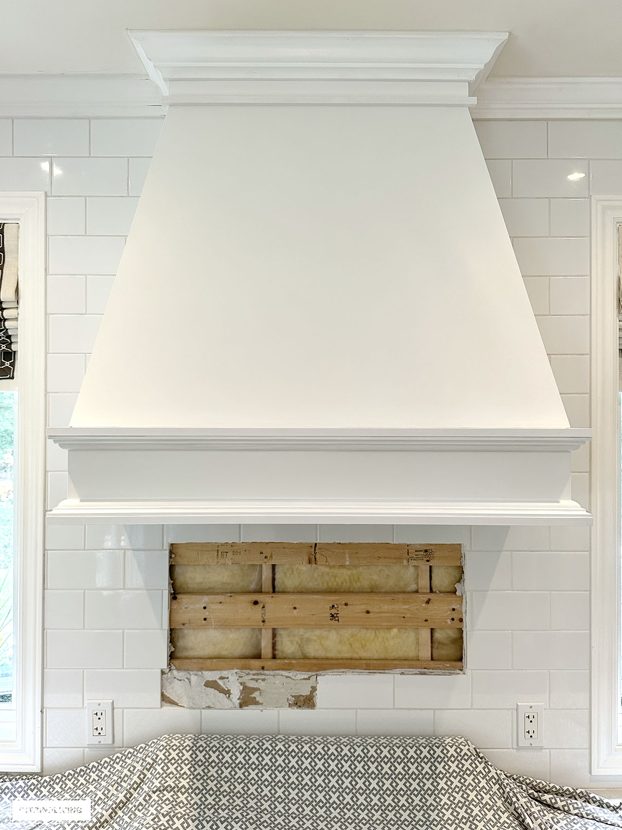 White painted range hood