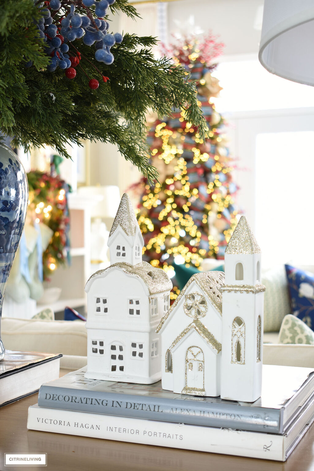 Traditional Christmas decor in our living room | CITRINELIVING