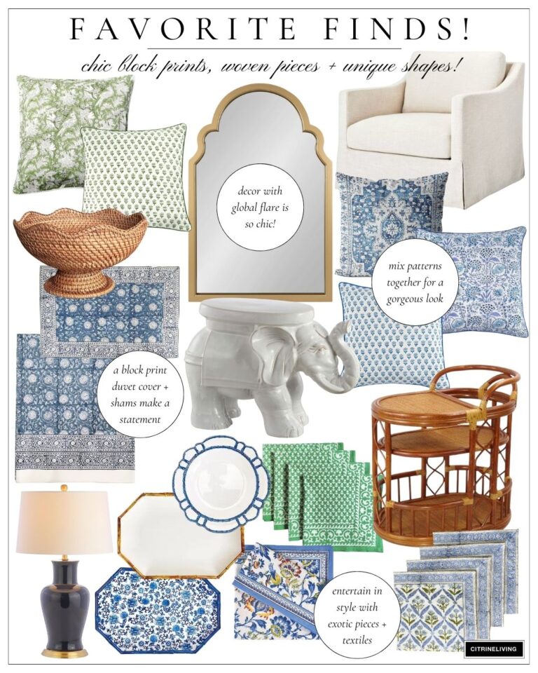 FAVORITE FINDS: CHIC BLOCK PRINTS & GLOBAL HOME DECOR PIECES