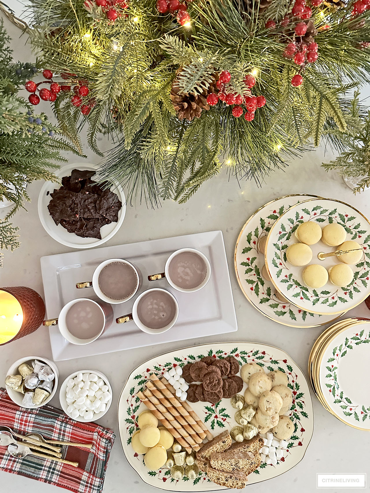 Holiday desserts and cocoa