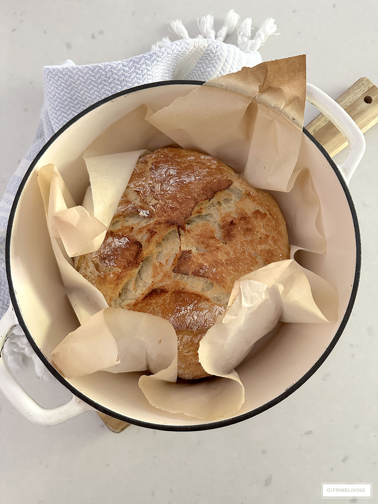 rustic baked bread in a dutch oven