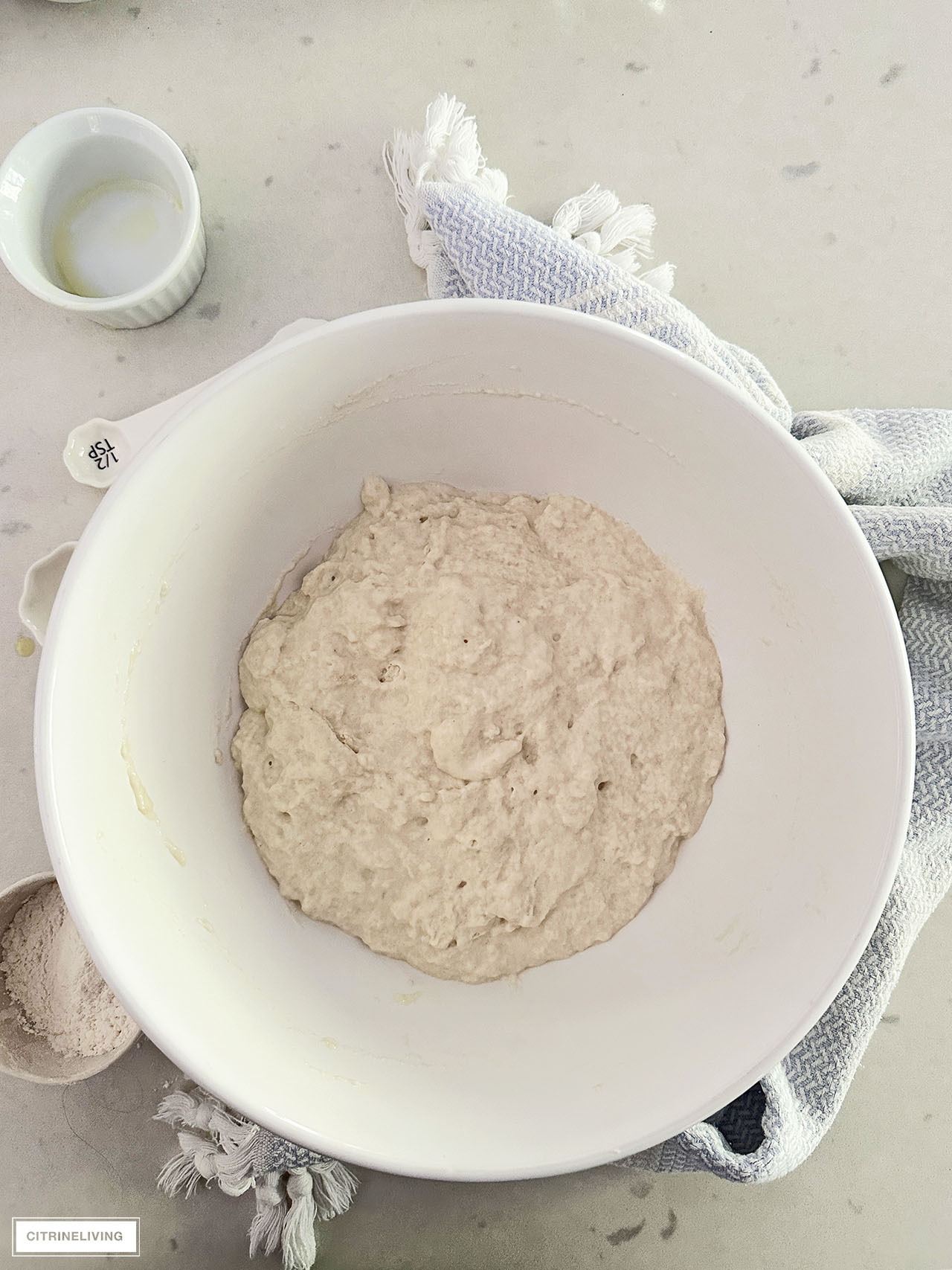 mixed, shaggy bread dough