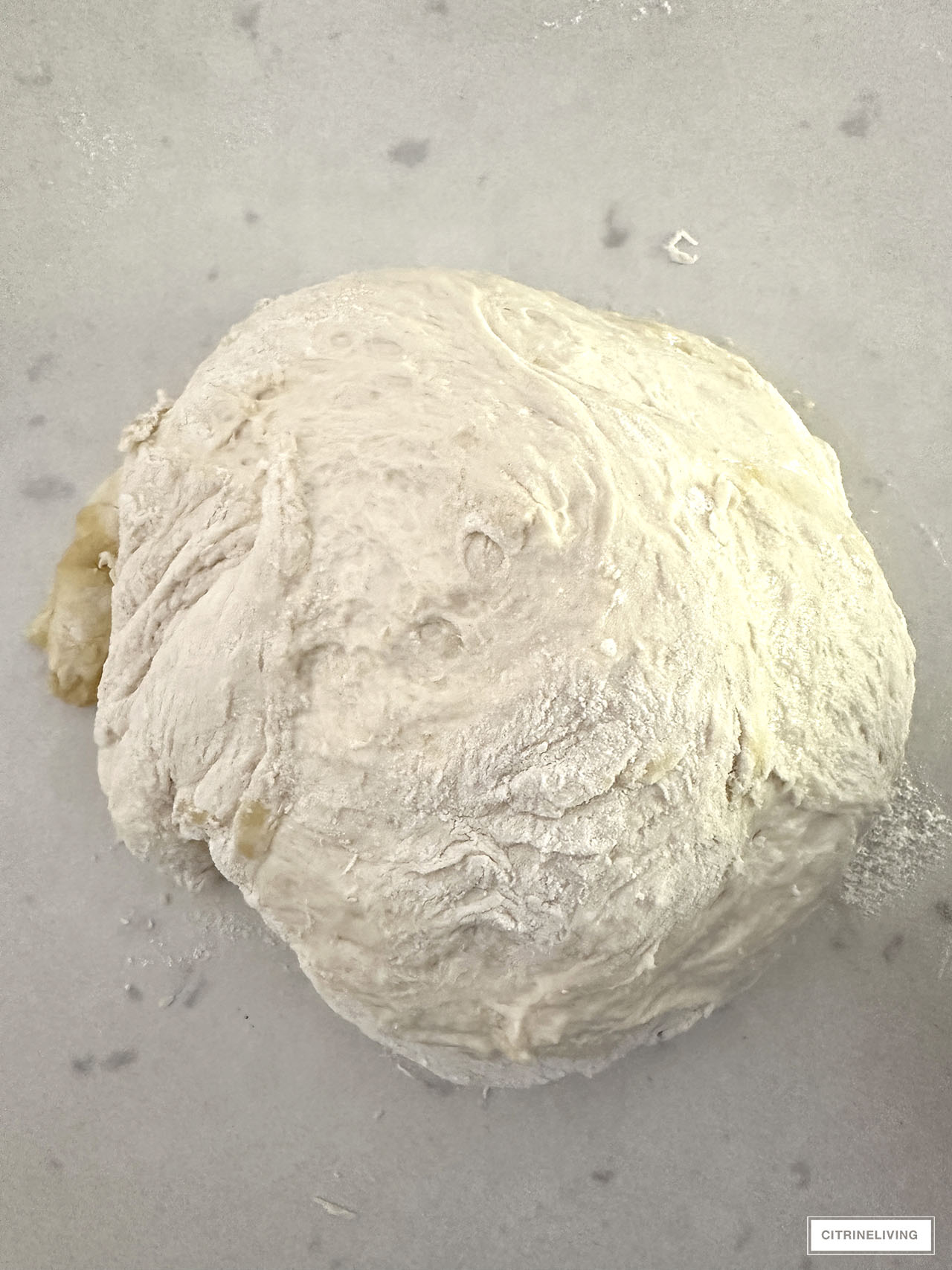 Folder bread dough formed into a ball