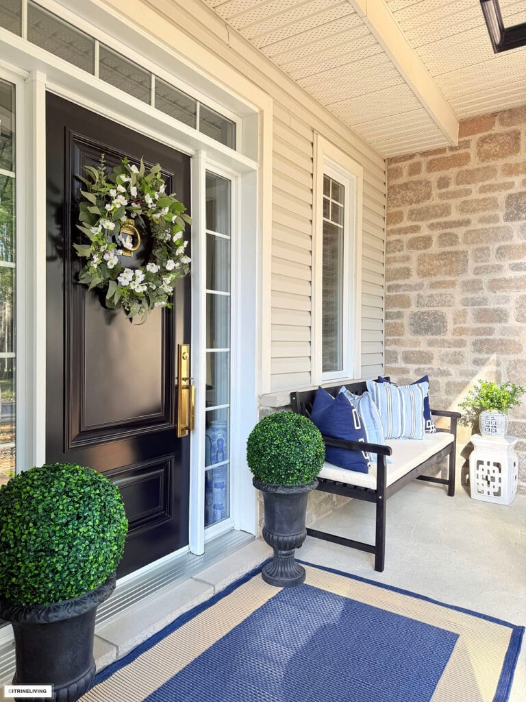 CHIC FRONT PORCH, A COTTAGE ISLAND TOUR, RED WHITE AND BLUE DECOR, ROPE CANDLEHOLDER AND PICTURE FRAME MOLDING DIY’S!