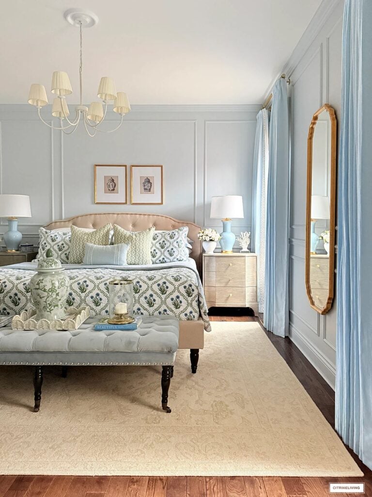 DECORATING FLAT SURFACES, ENTERTAINMENT CENTER, PEACHY KITCHEN INSPIRATION, SUMMER DECOR IDEAS AND CHIC BEDDING!