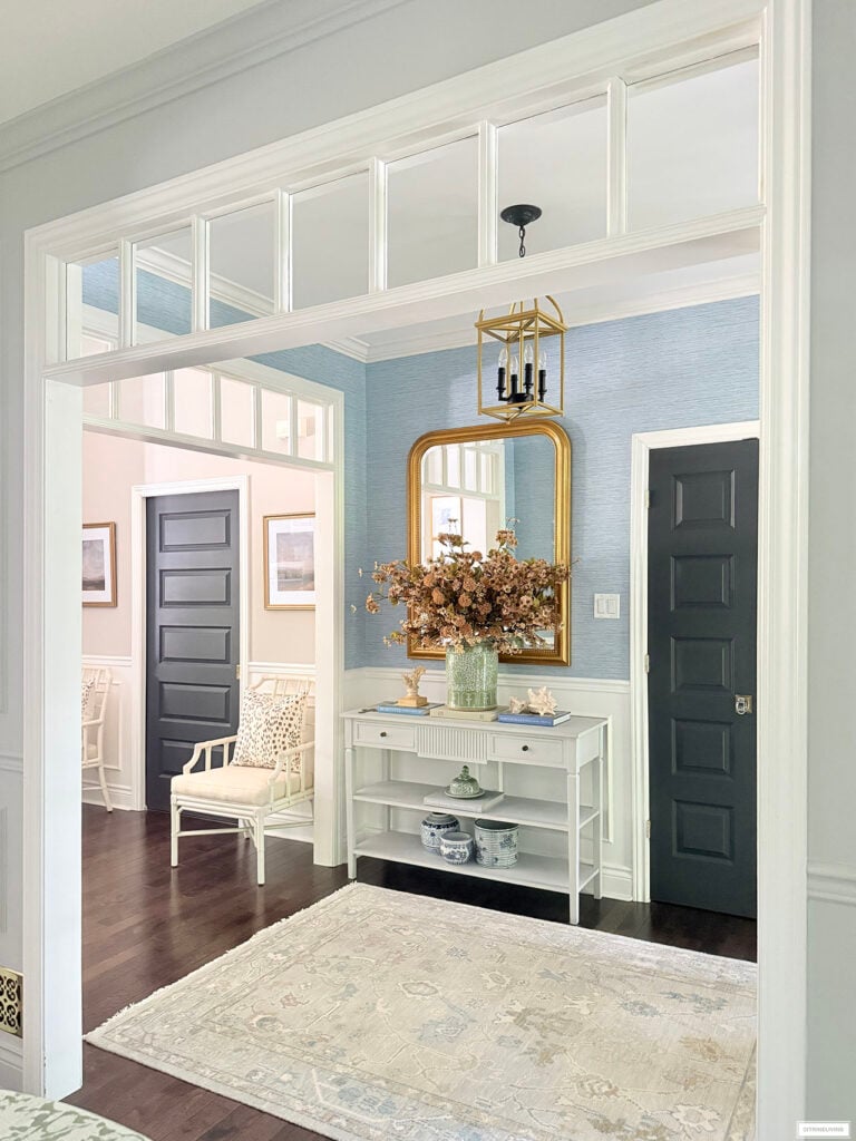 FALL ENTRYWAY STYLED IN GORGEOUS BROWNS, GREENS AND BLUES